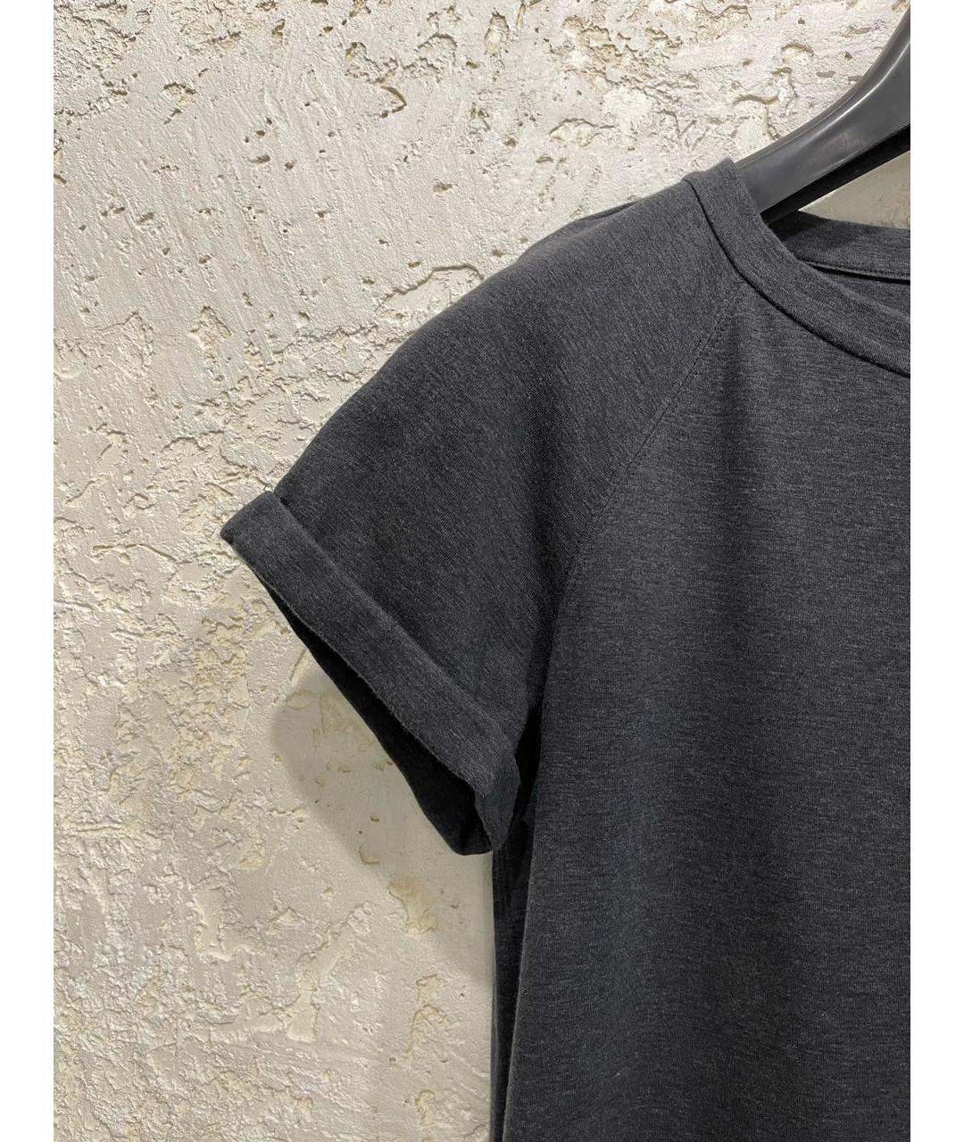 BRUNELLO CUCINELLI Серое хлопко-эластановое повседневное платье, фото 5