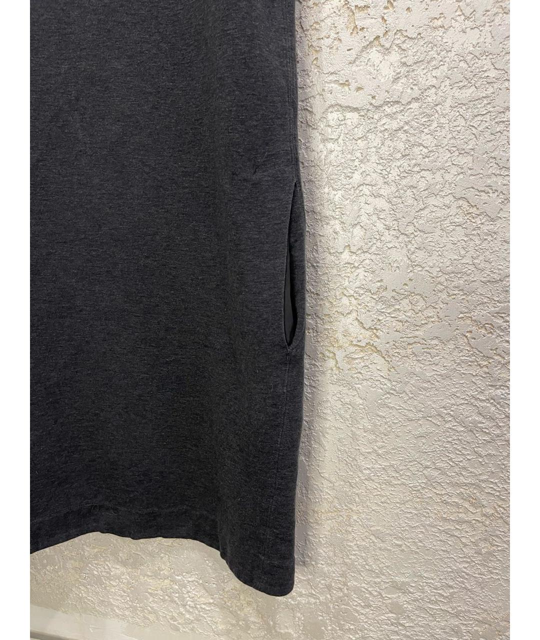 BRUNELLO CUCINELLI Серое хлопко-эластановое повседневное платье, фото 4