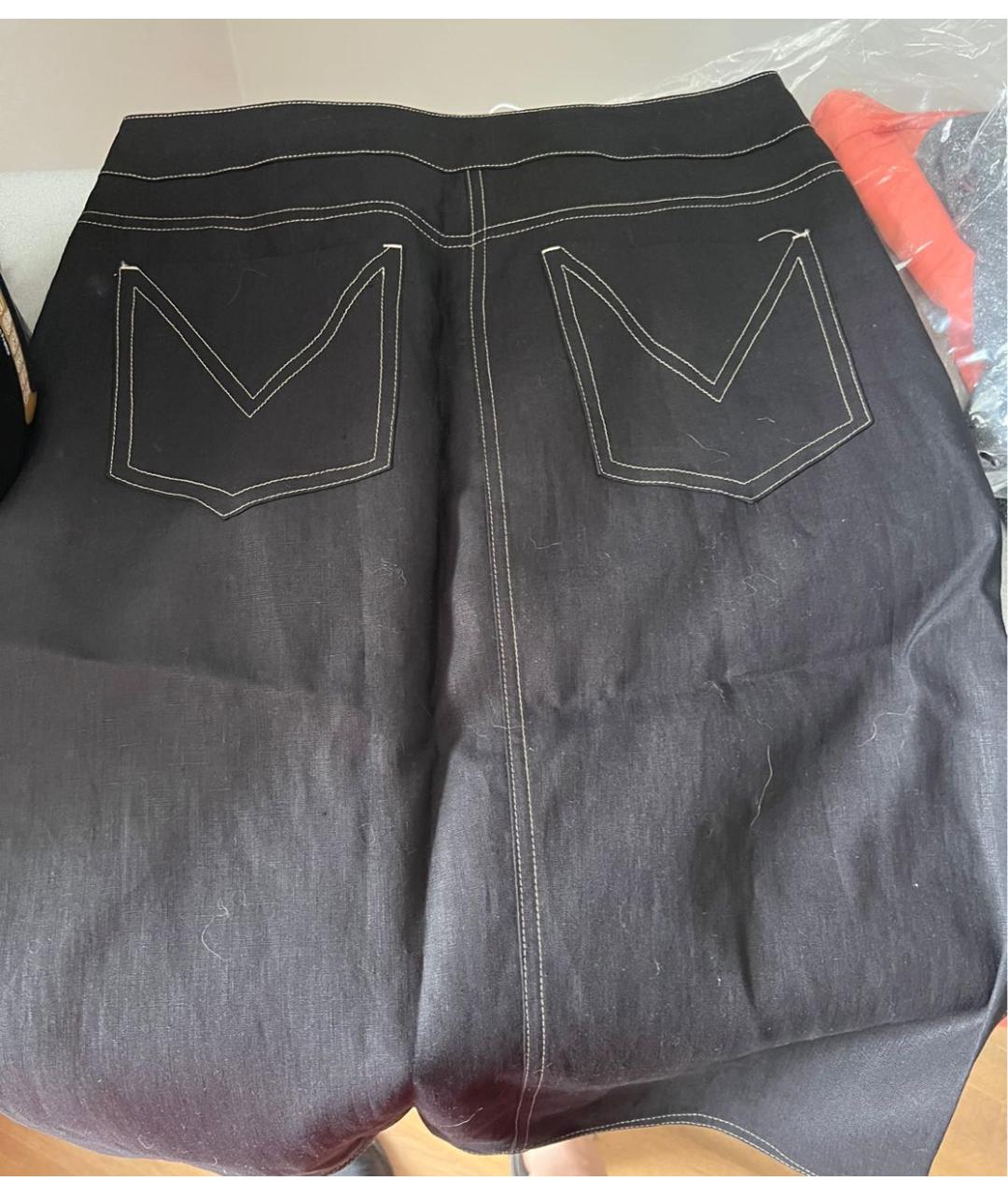 'S MAX MARA Черная льняная юбка миди, фото 2