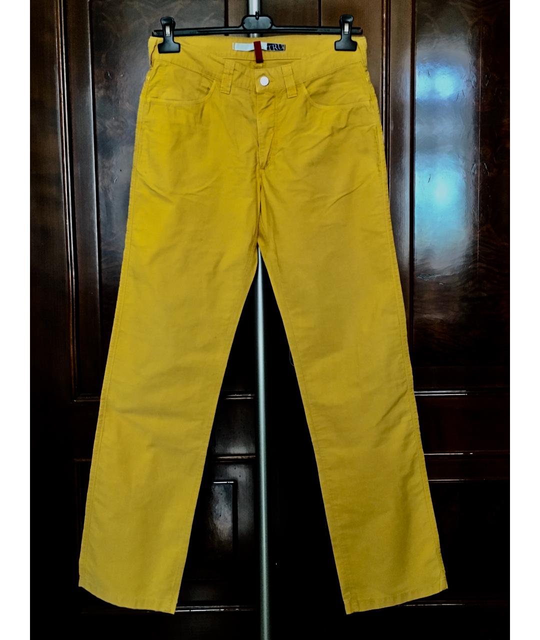TRUSSARDI JEANS Желтые хлопковые прямые джинсы, фото 6