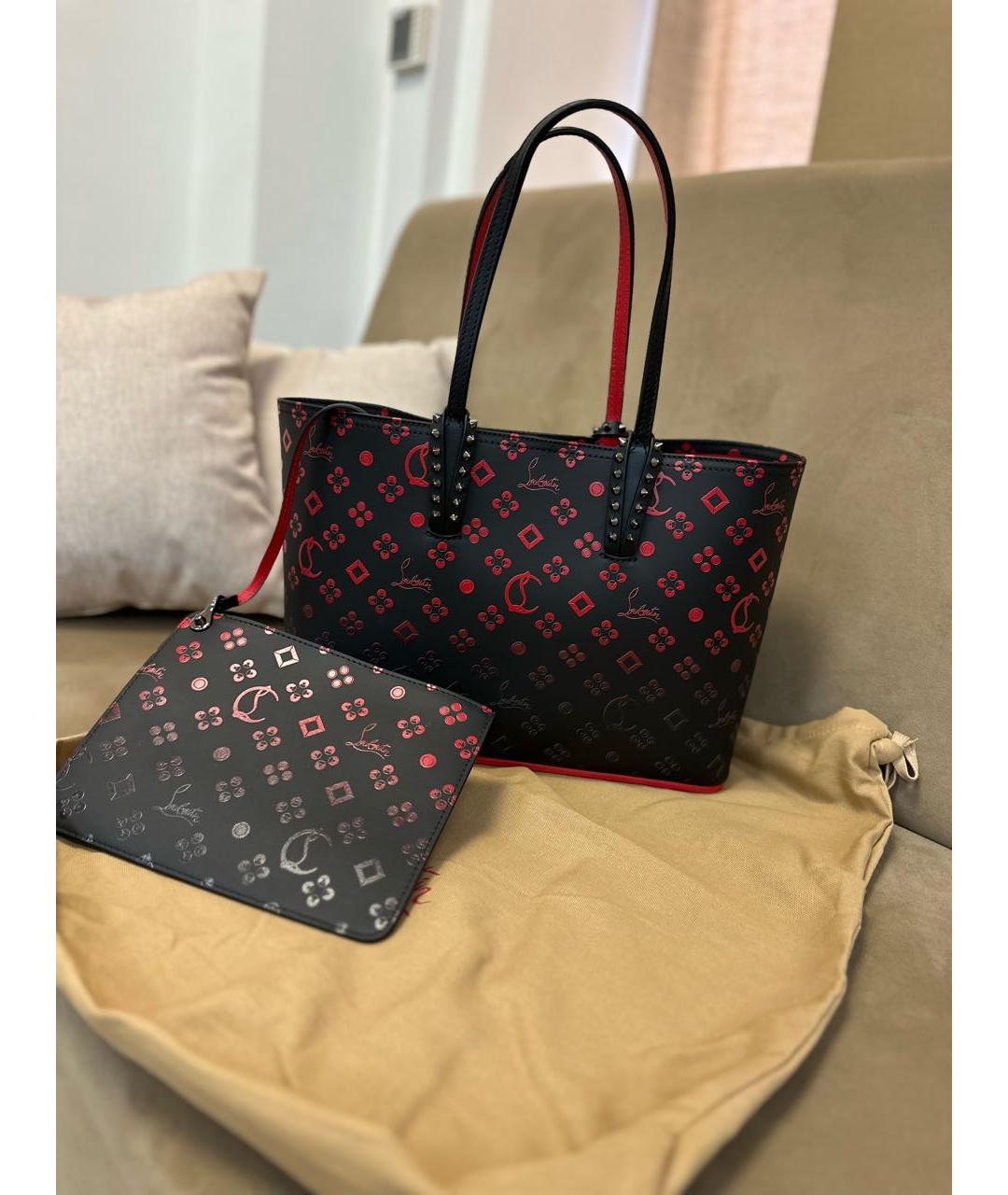 CHRISTIAN LOUBOUTIN Красная кожаная сумка тоут, фото 2