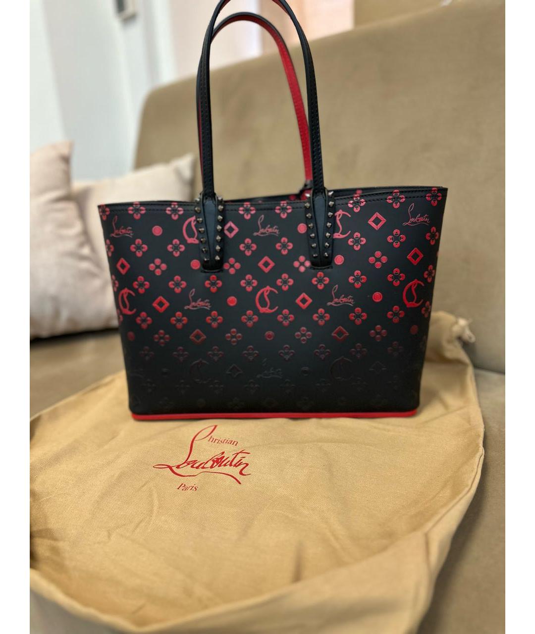 CHRISTIAN LOUBOUTIN Красная кожаная сумка тоут, фото 9