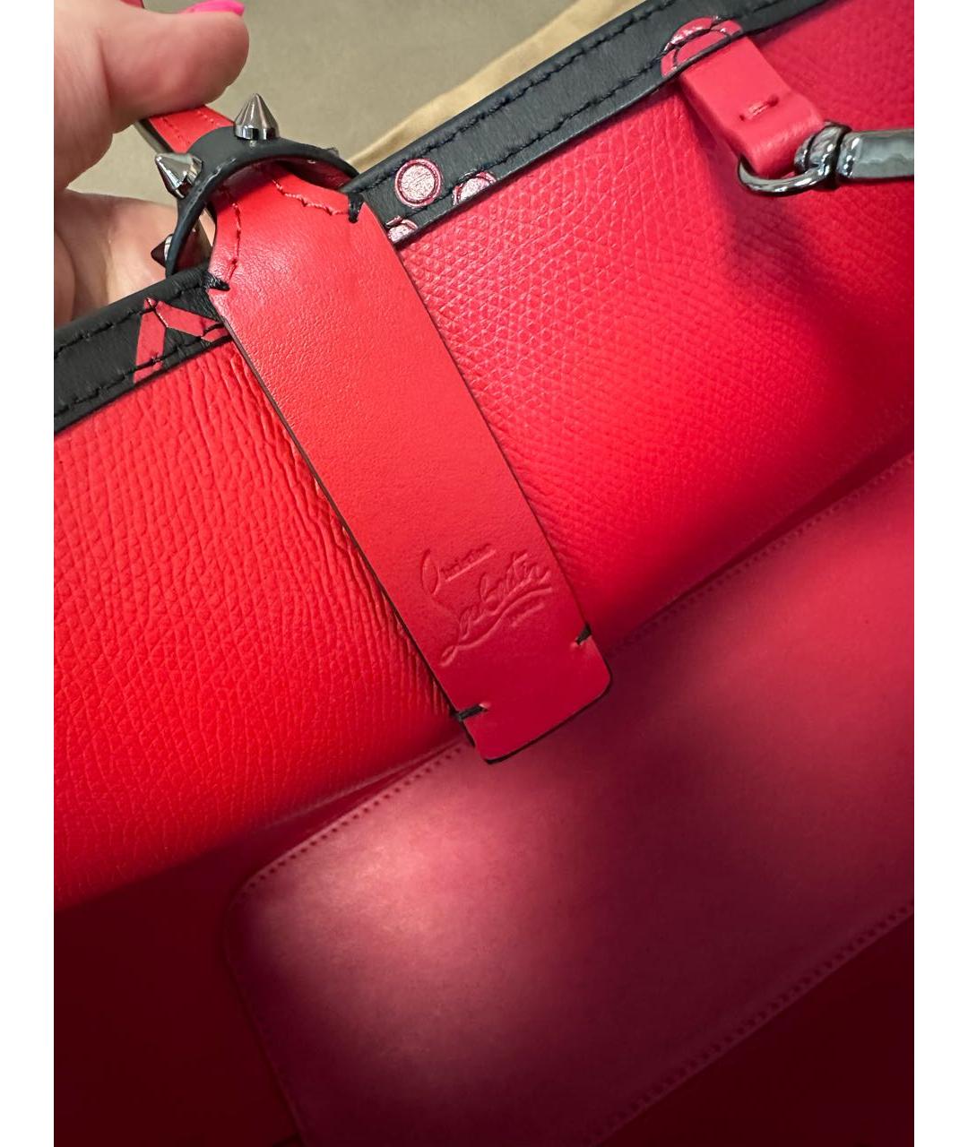 CHRISTIAN LOUBOUTIN Красная кожаная сумка тоут, фото 6