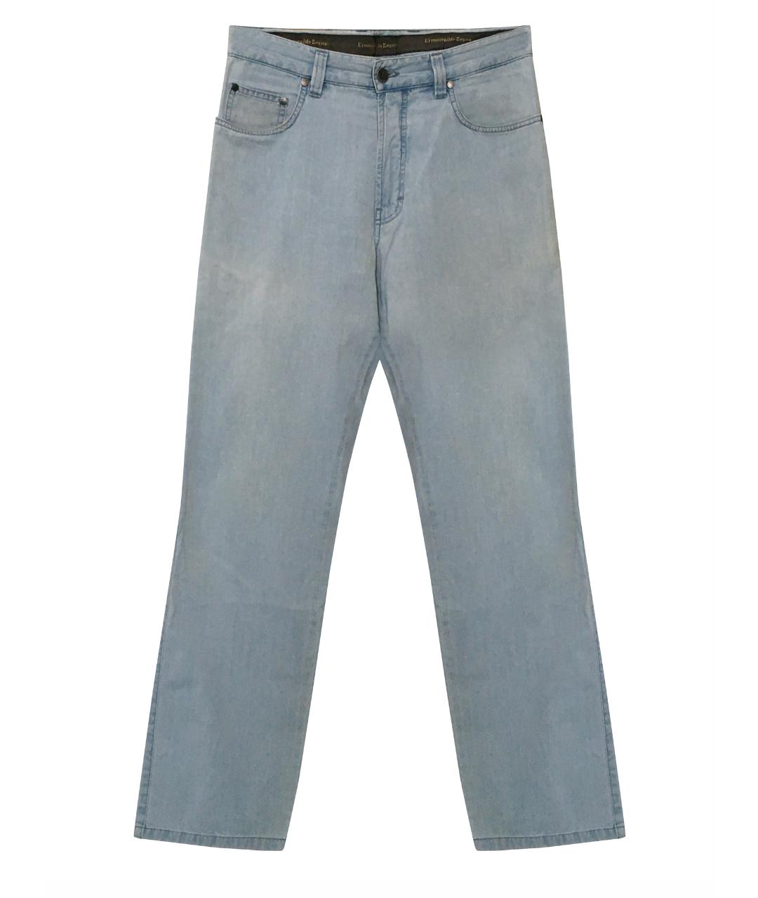 ERMENEGILDO ZEGNA Голубые хлопковые прямые джинсы, фото 1