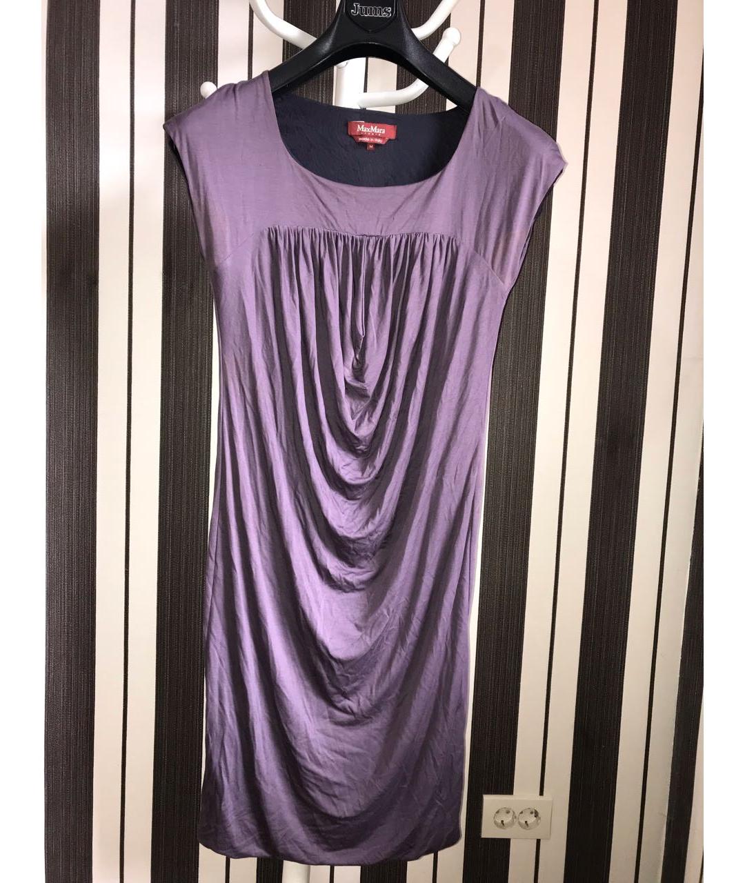MAX MARA STUDIO Фиолетовое вискозное повседневное платье, фото 8