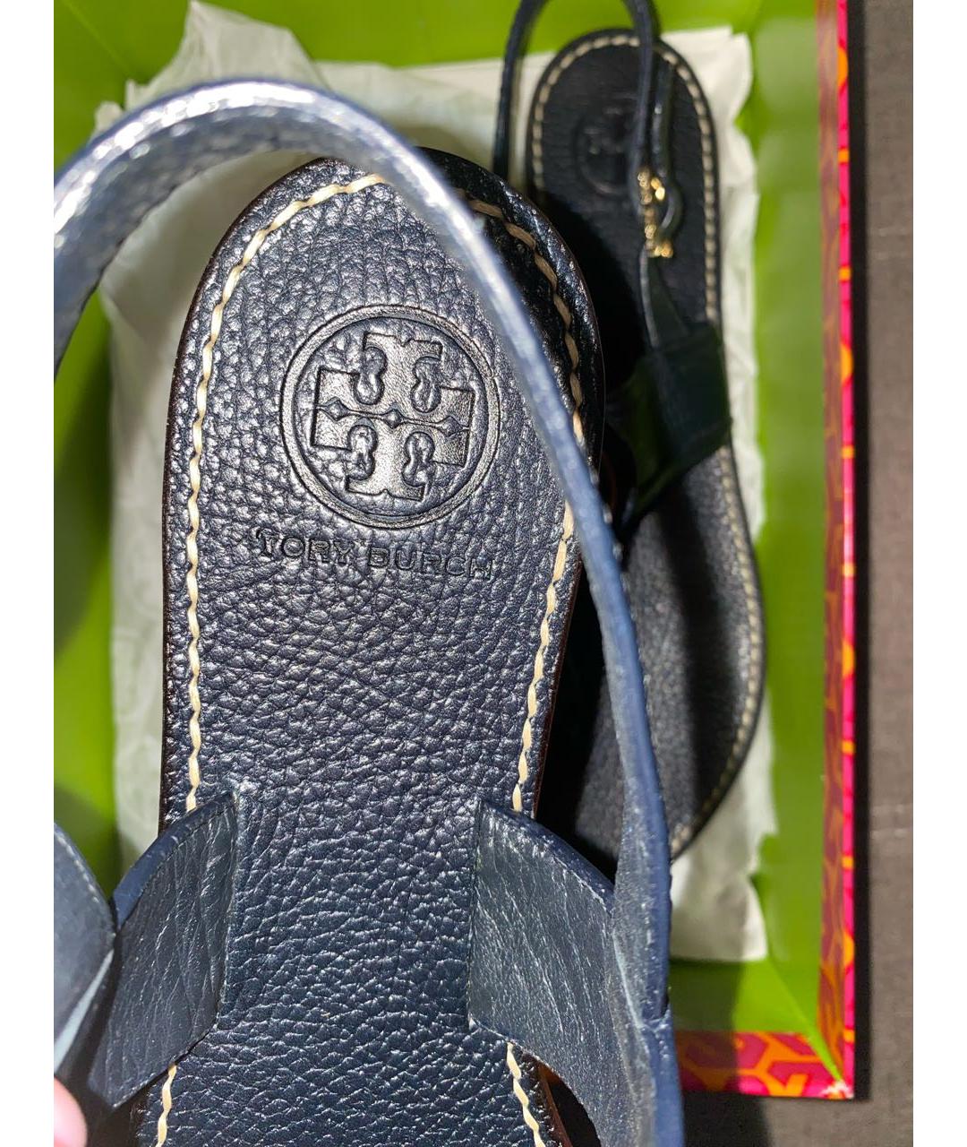 TORY BURCH Черные кожаные сандалии, фото 7