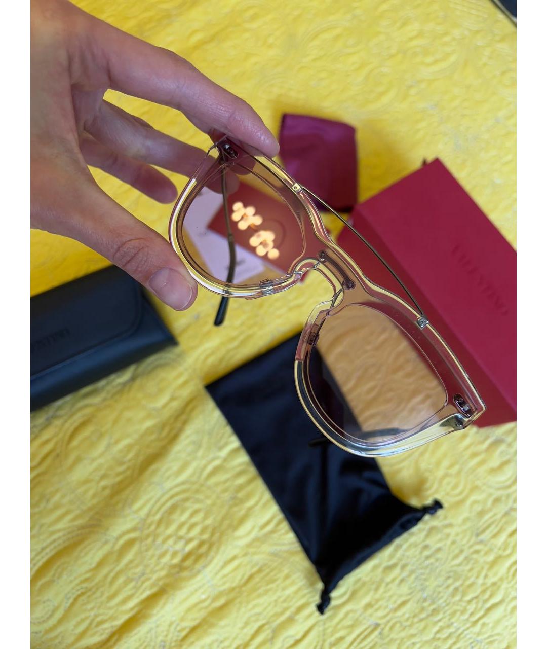VALENTINO Розовые металлические солнцезащитные очки, фото 3