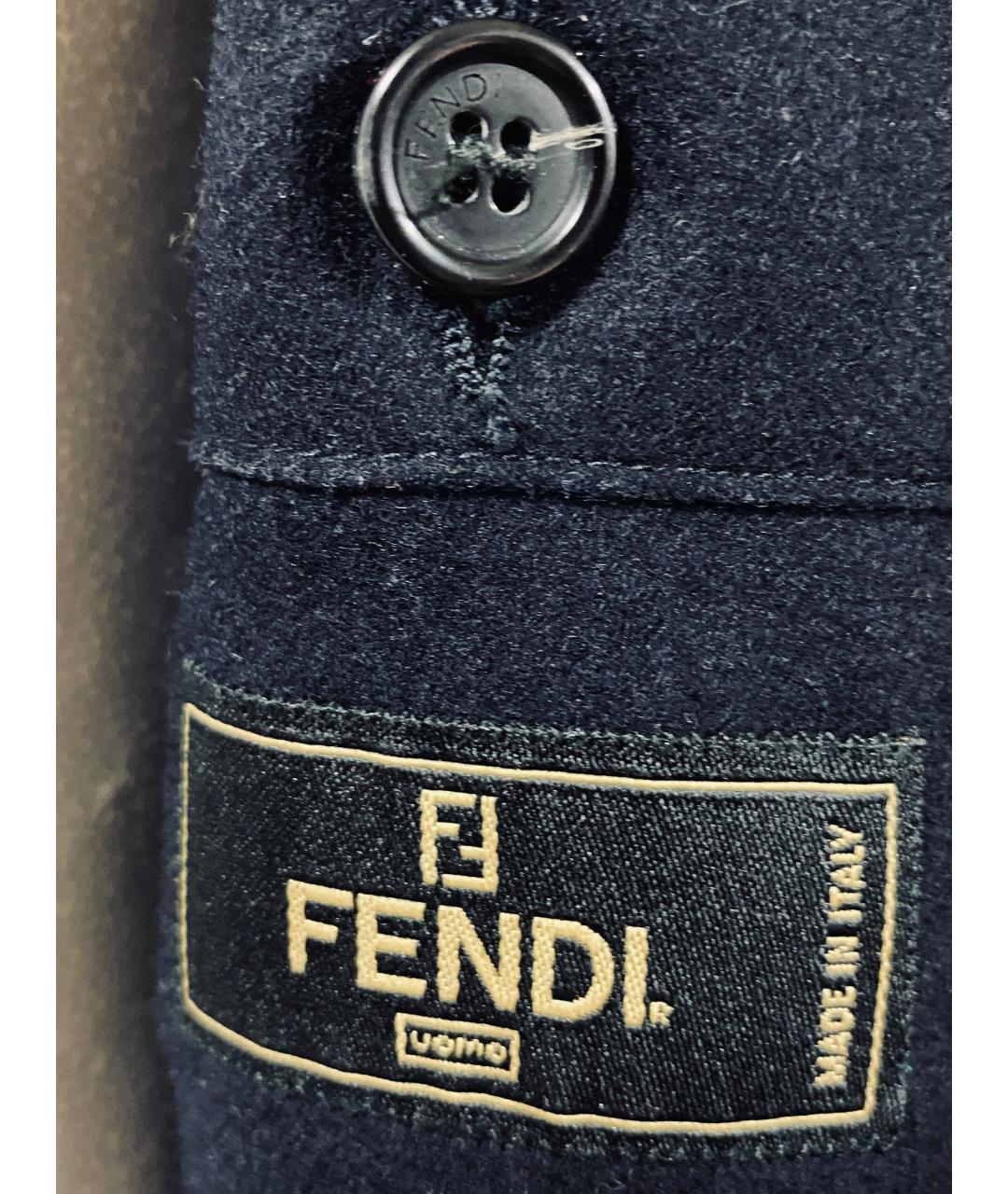 FENDI Темно-синее шерстяное пальто, фото 9