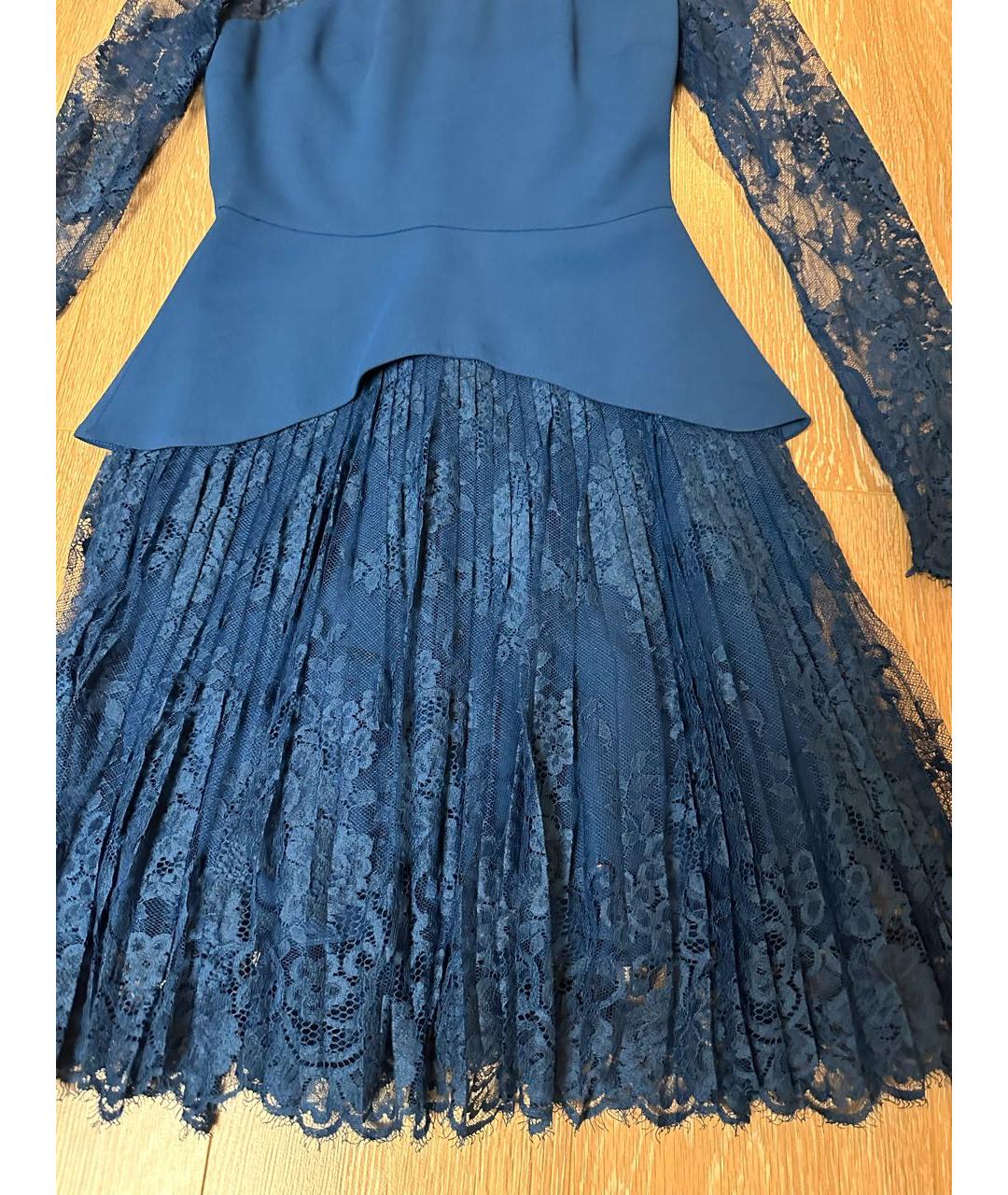 ELIE SAAB Синее кружевное коктейльное платье, фото 4