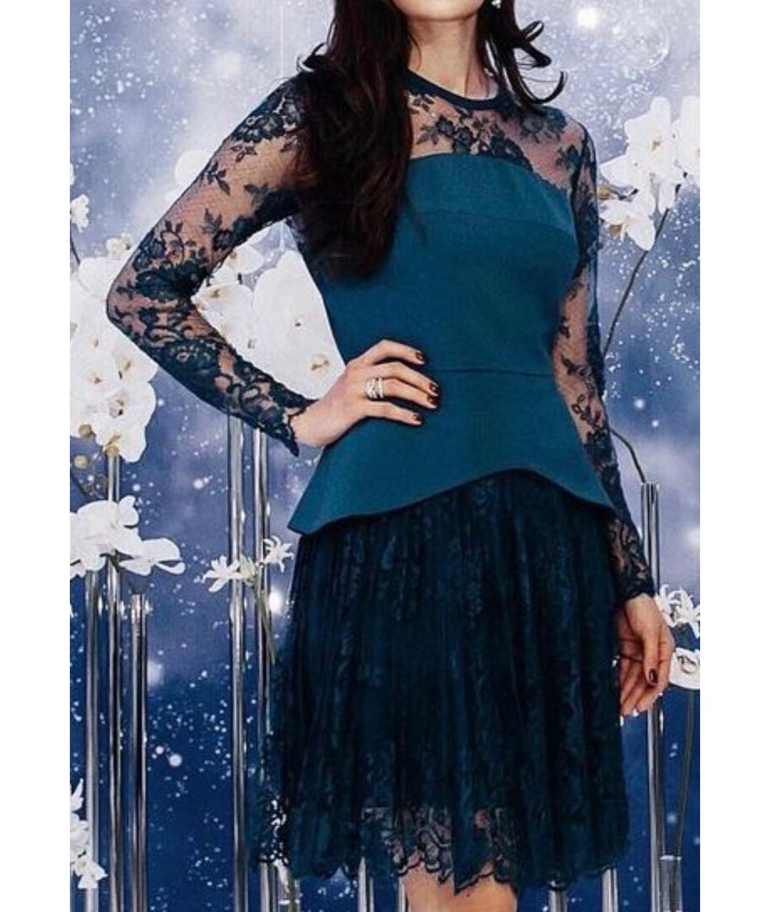 ELIE SAAB Синее кружевное коктейльное платье, фото 5