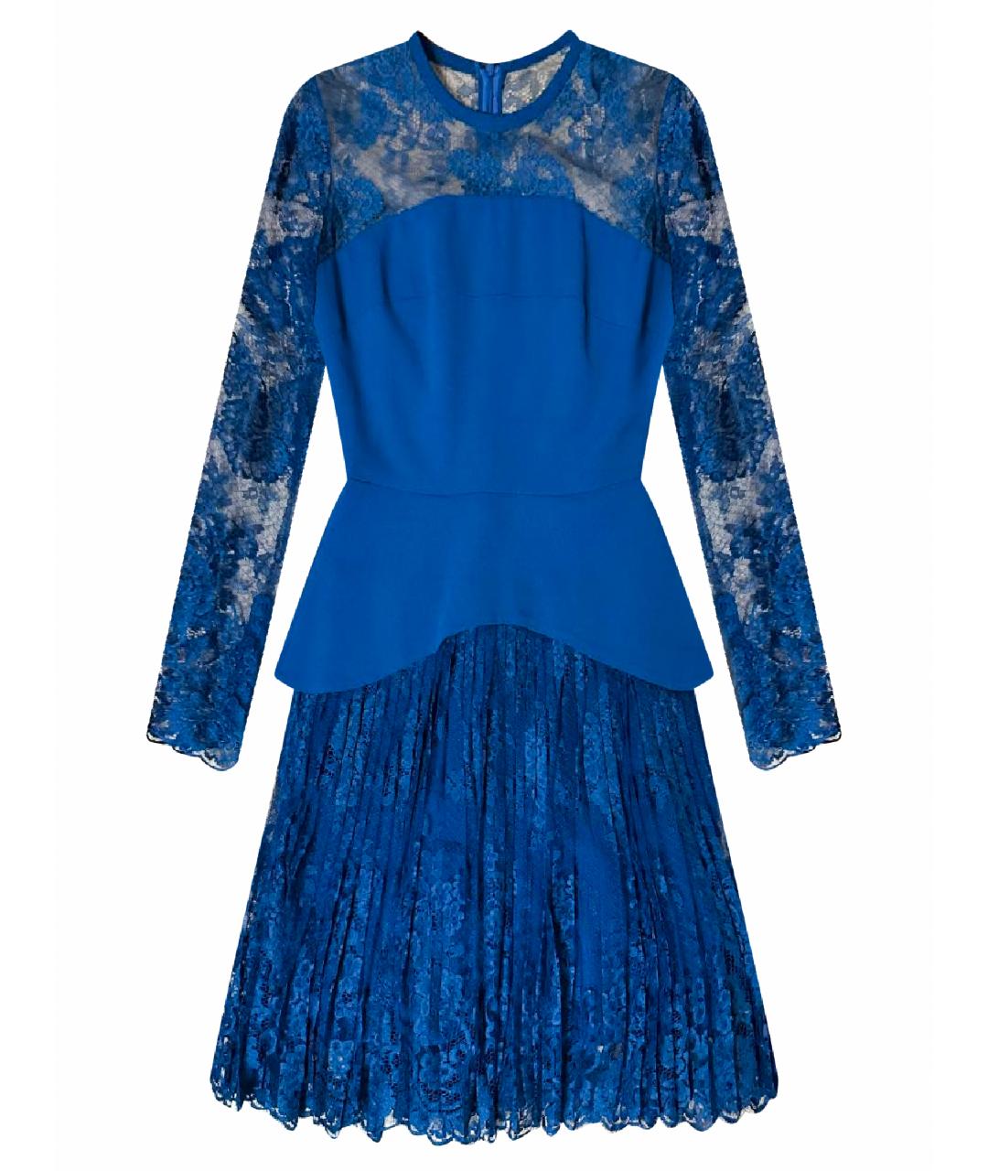 ELIE SAAB Синее кружевное коктейльное платье, фото 1