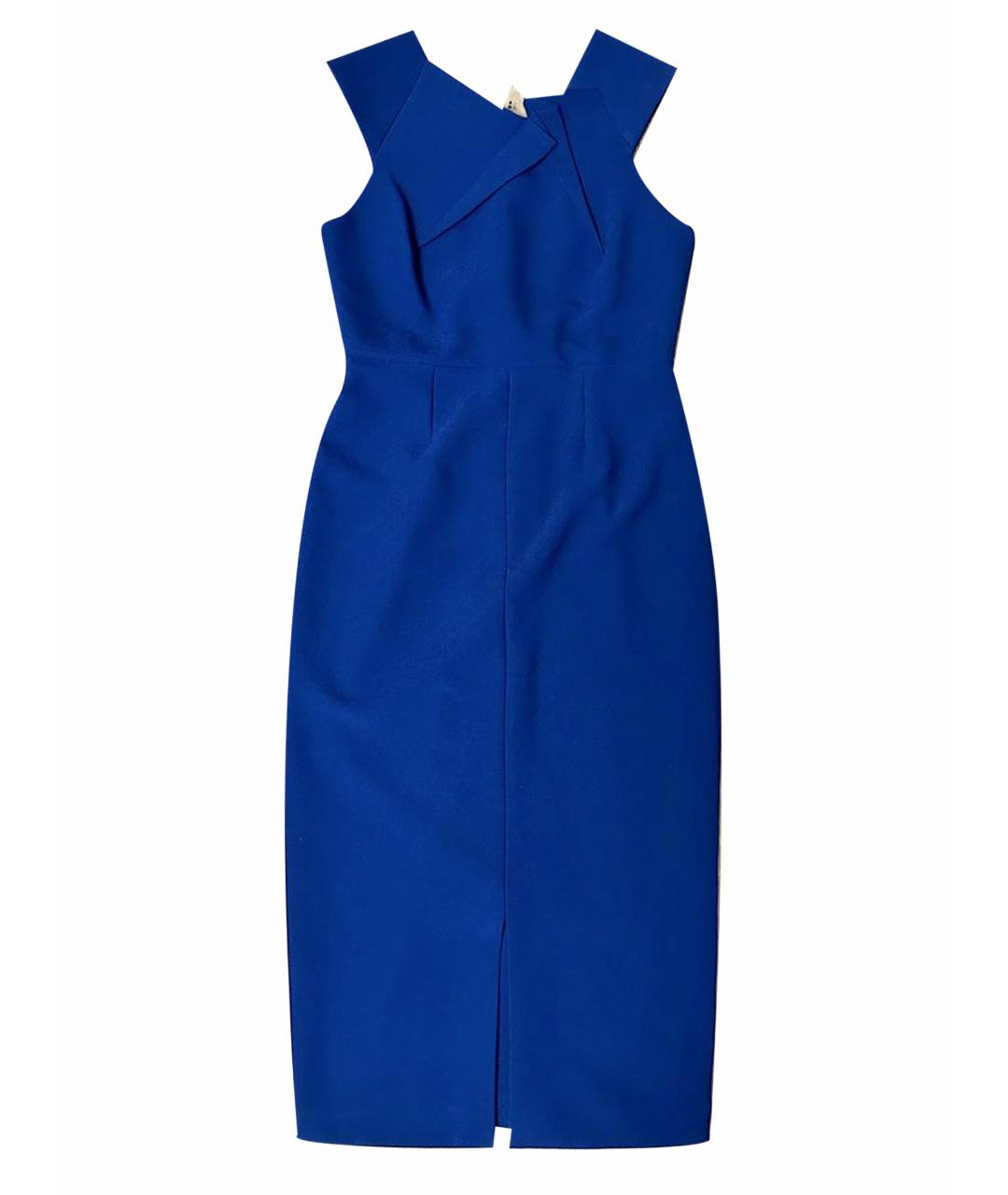 ROLAND MOURET Темно-синее креповое коктейльное платье, фото 1