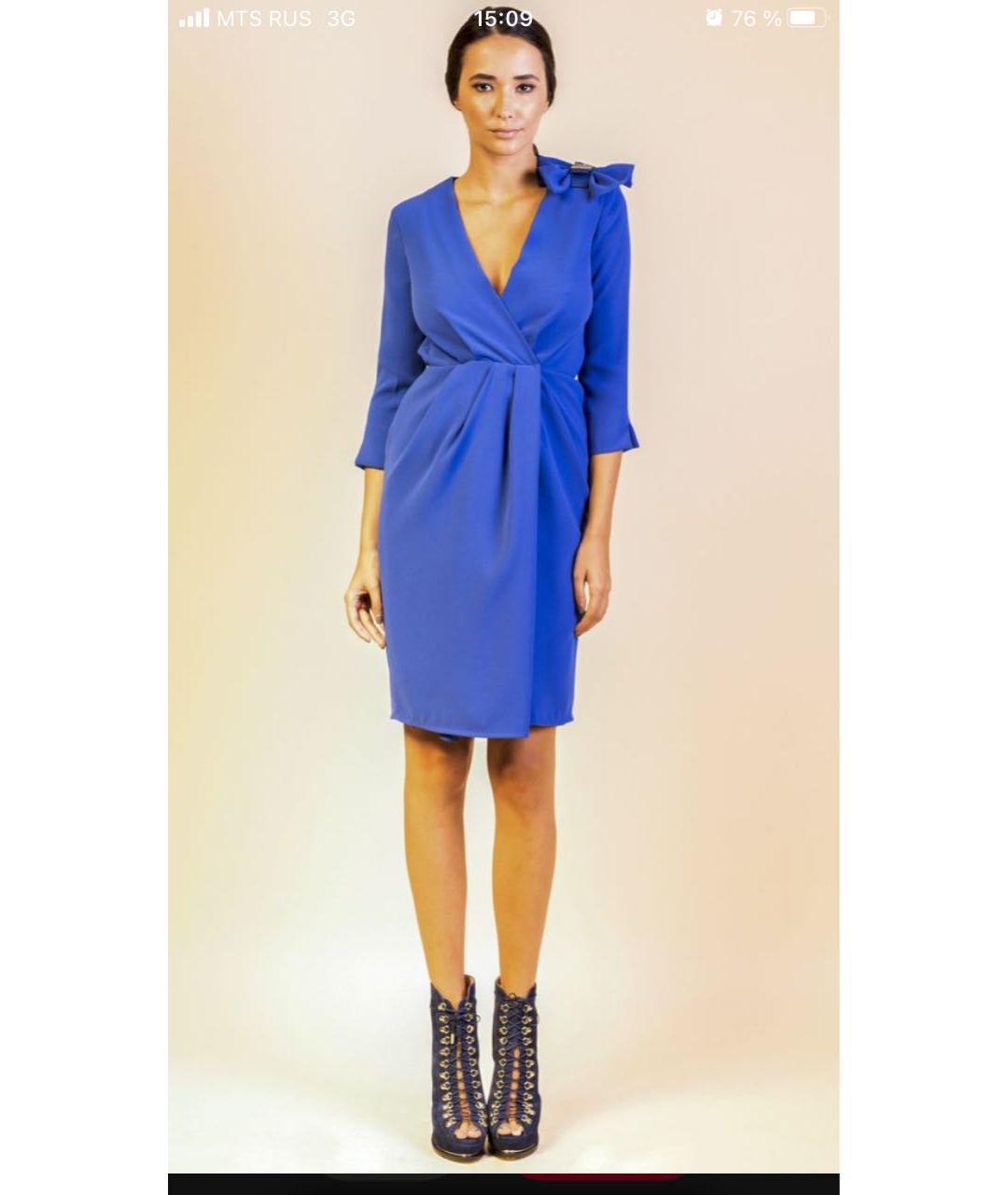 ELISABETTA FRANCHI Синее полиэстеровое повседневное платье, фото 2
