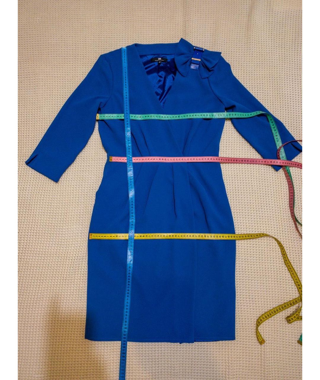 ELISABETTA FRANCHI Синее полиэстеровое повседневное платье, фото 8