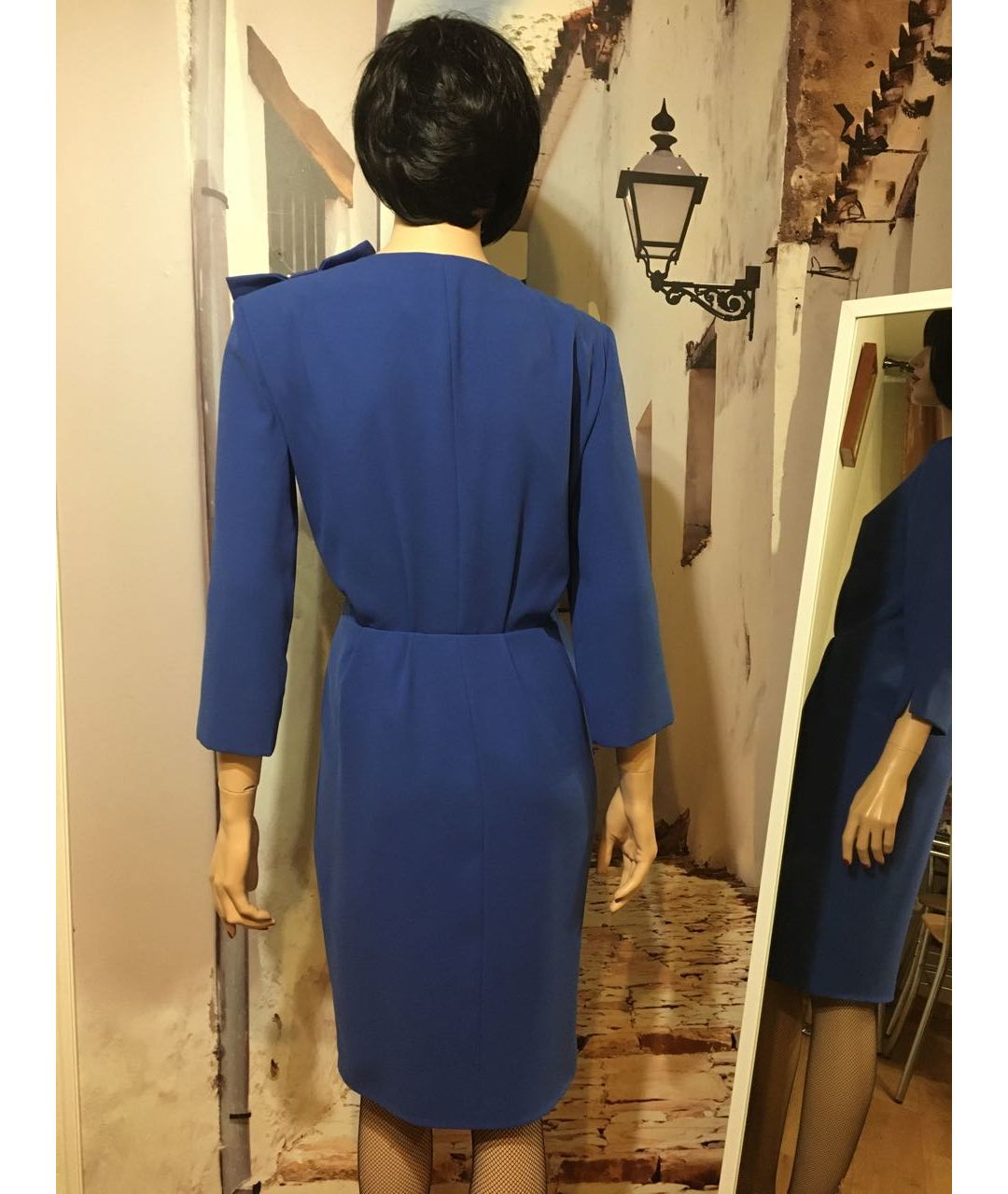 ELISABETTA FRANCHI Синее полиэстеровое повседневное платье, фото 4