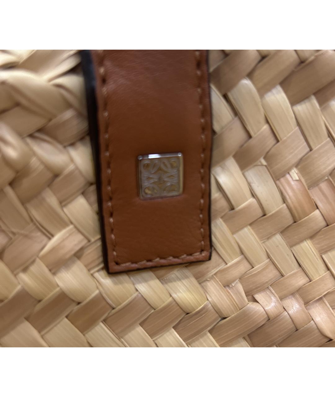 LOEWE Коричневая кожаная пляжная сумка, фото 6