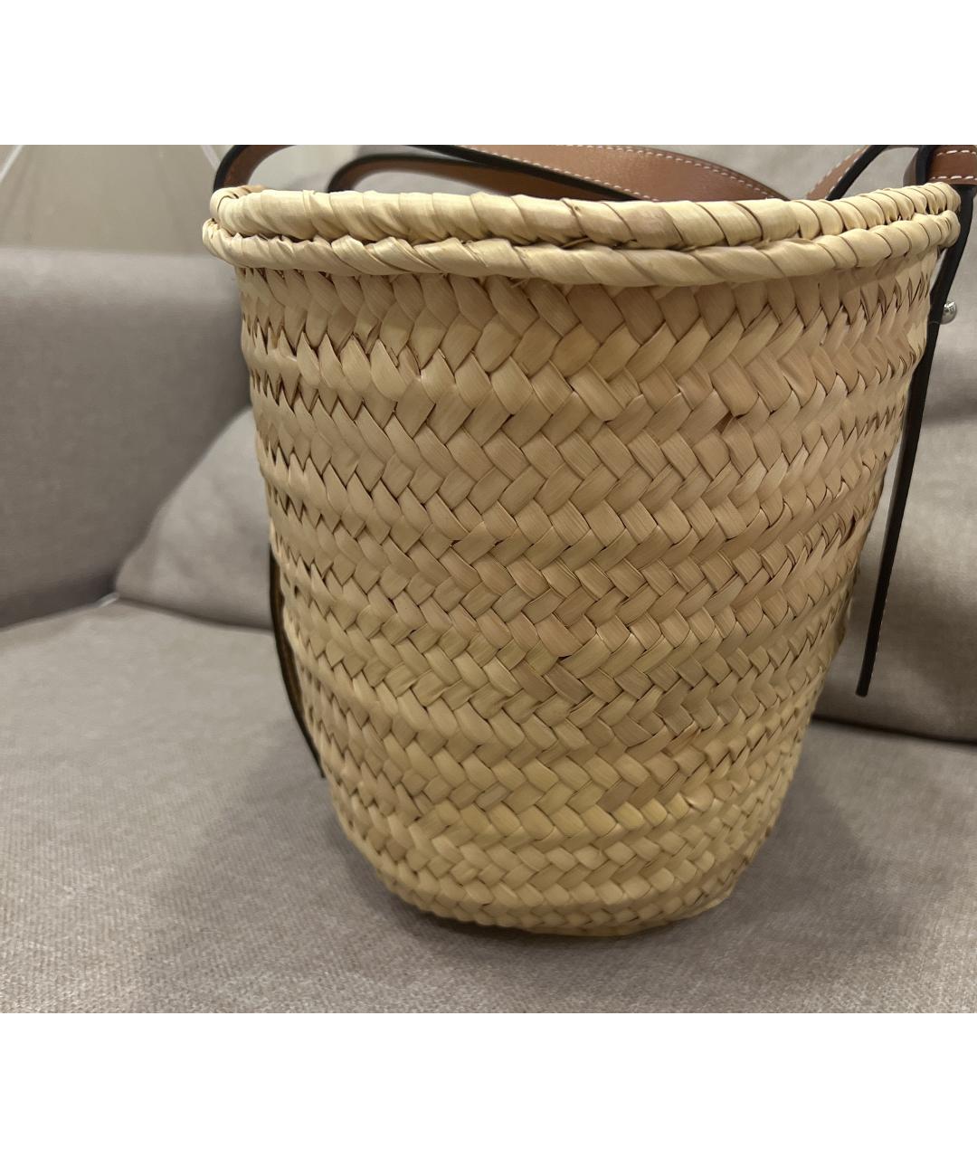 LOEWE Коричневая кожаная пляжная сумка, фото 4