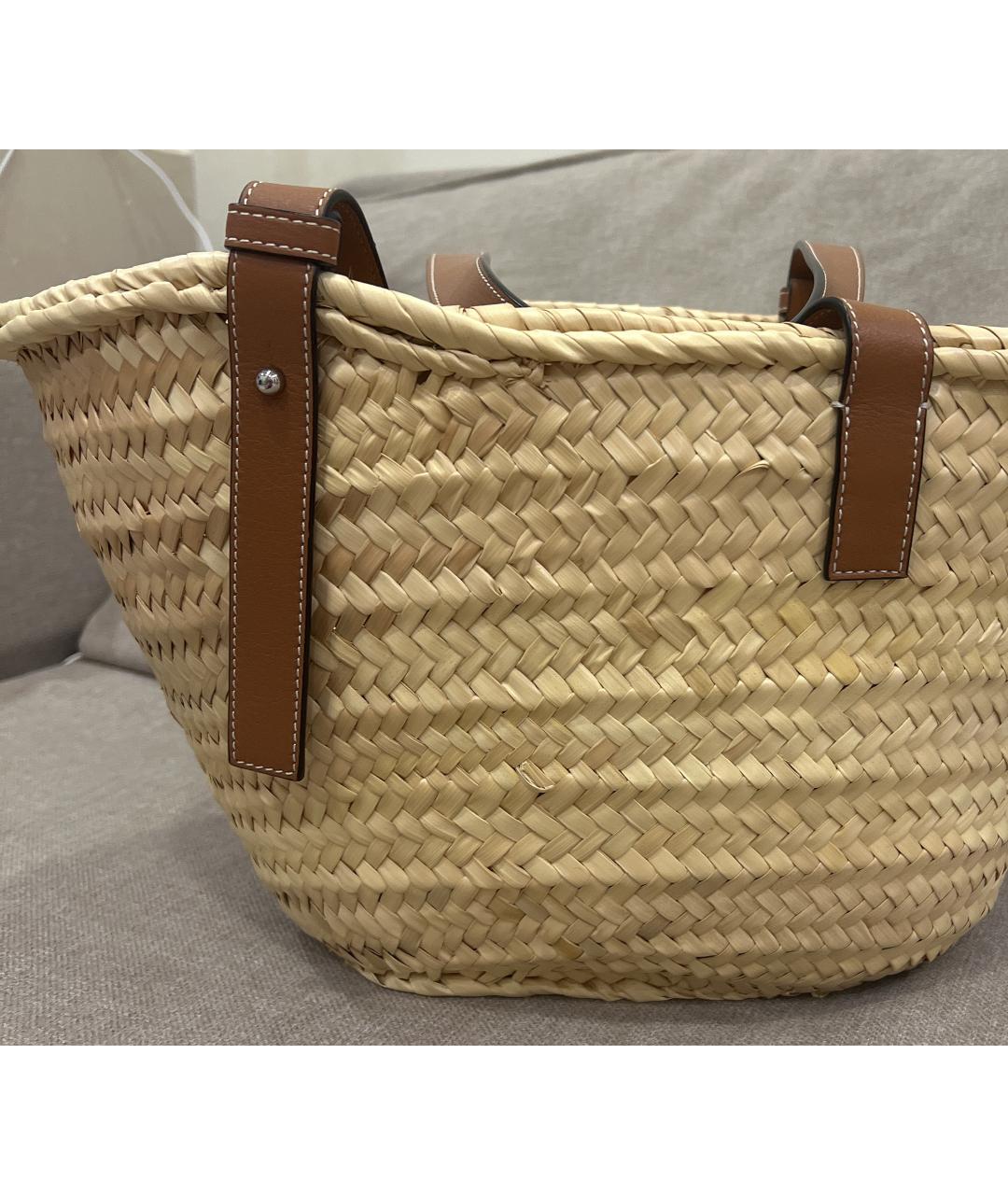 LOEWE Коричневая кожаная пляжная сумка, фото 5