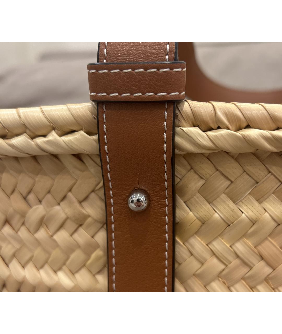 LOEWE Коричневая кожаная пляжная сумка, фото 3