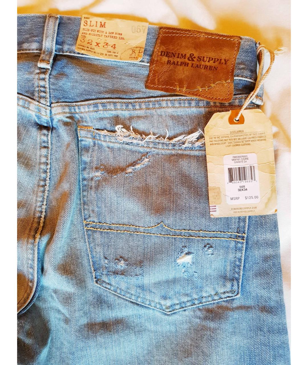 RALPH LAUREN DENIM & SUPPLY Синие хлопковые джинсы скинни, фото 4