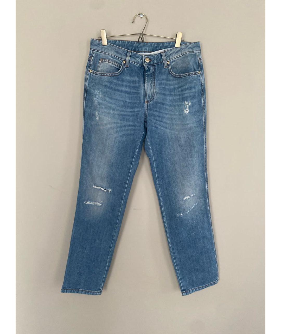 ERMANNO SCERVINO Голубые хлопковые джинсы слим, фото 6