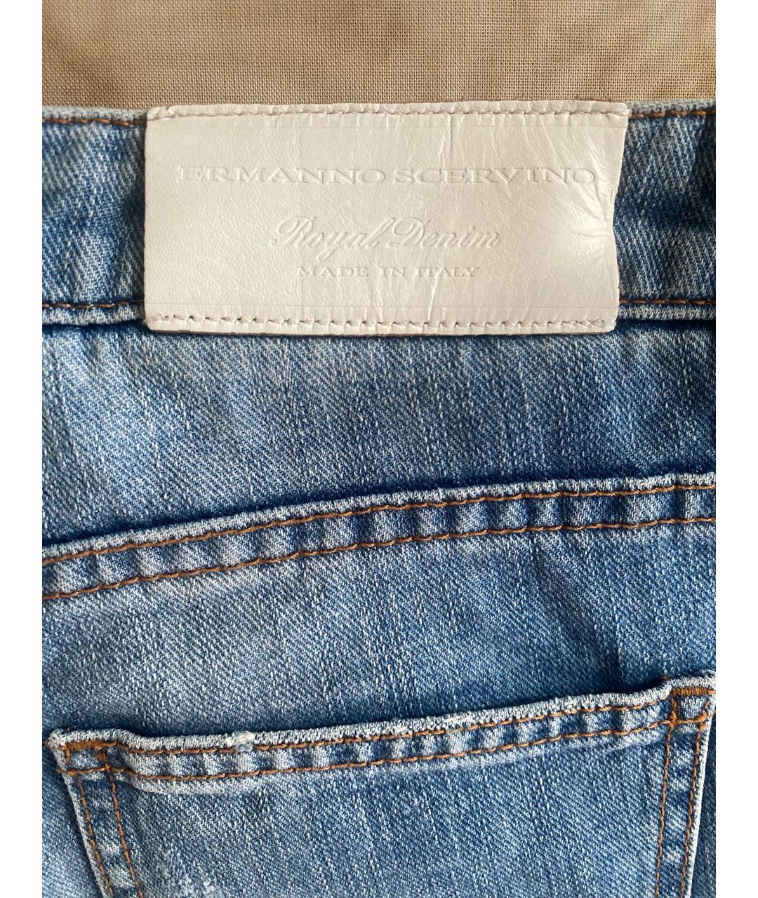 ERMANNO SCERVINO Голубые хлопковые джинсы слим, фото 3