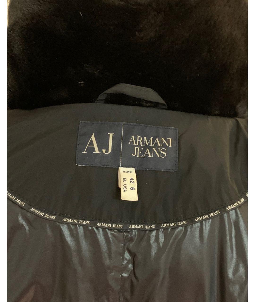 ARMANI JEANS Черный полиэстеровый пуховик, фото 4