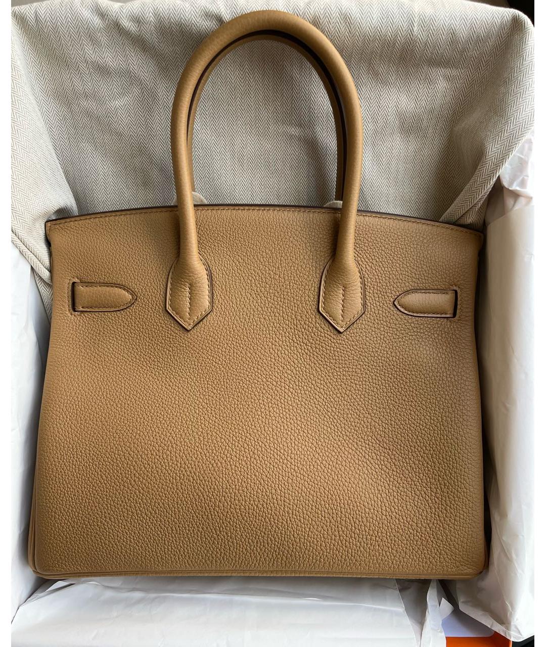 HERMES Горчичная кожаная сумка тоут, фото 3