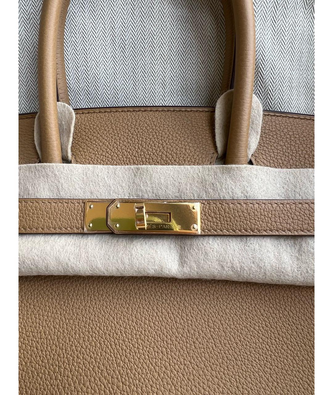 HERMES Горчичная кожаная сумка тоут, фото 2