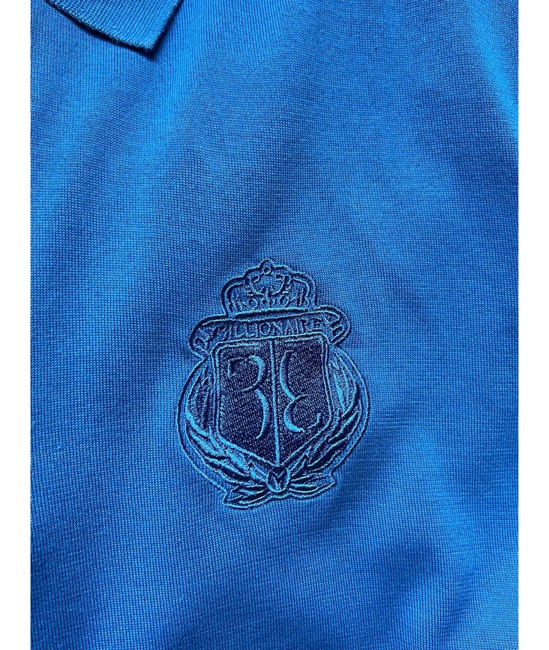 BILLIONAIRE Синее хлопковое поло с коротким рукавом, фото 4