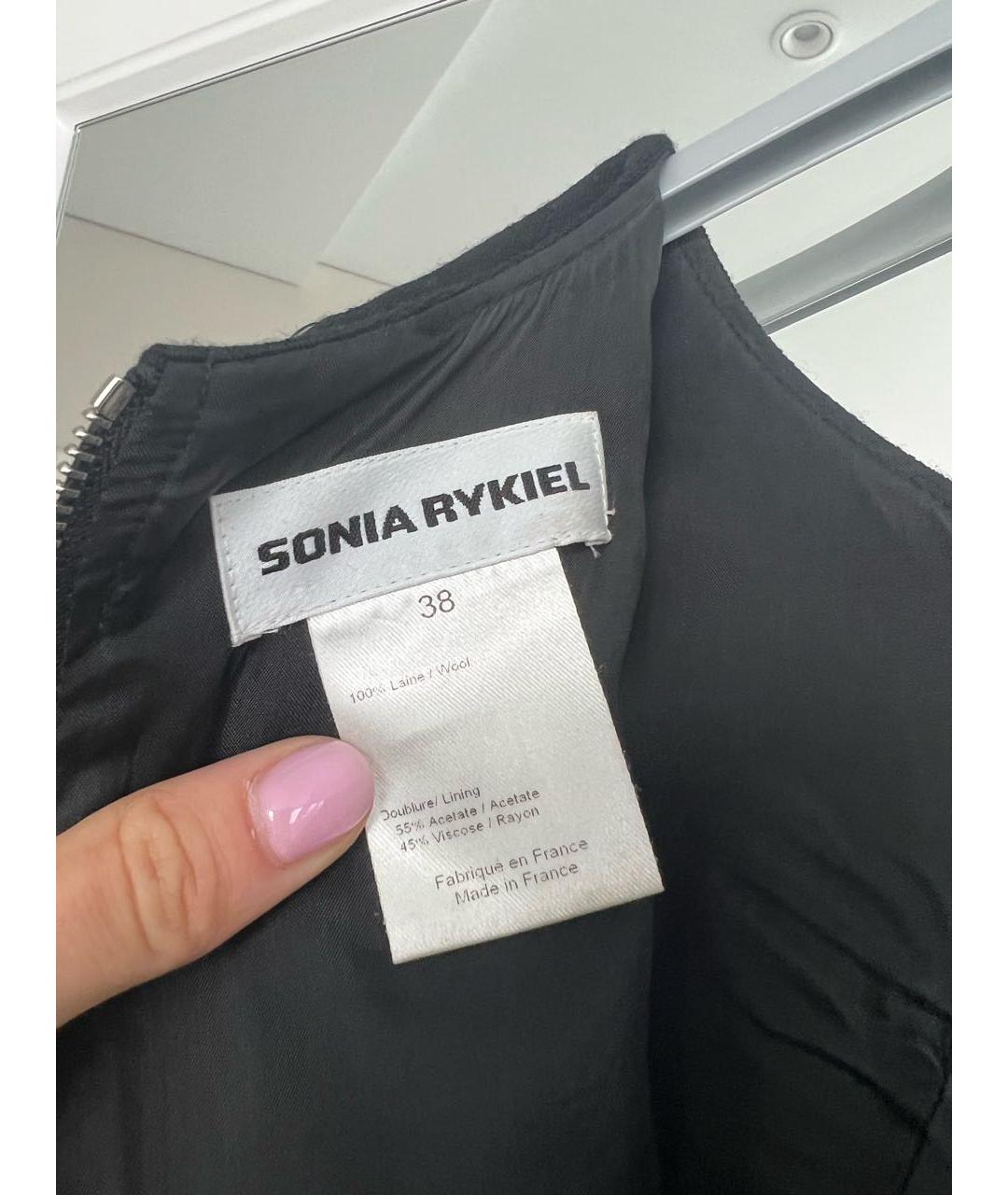 SONIA RYKIEL Черное шерстяное коктейльное платье, фото 3