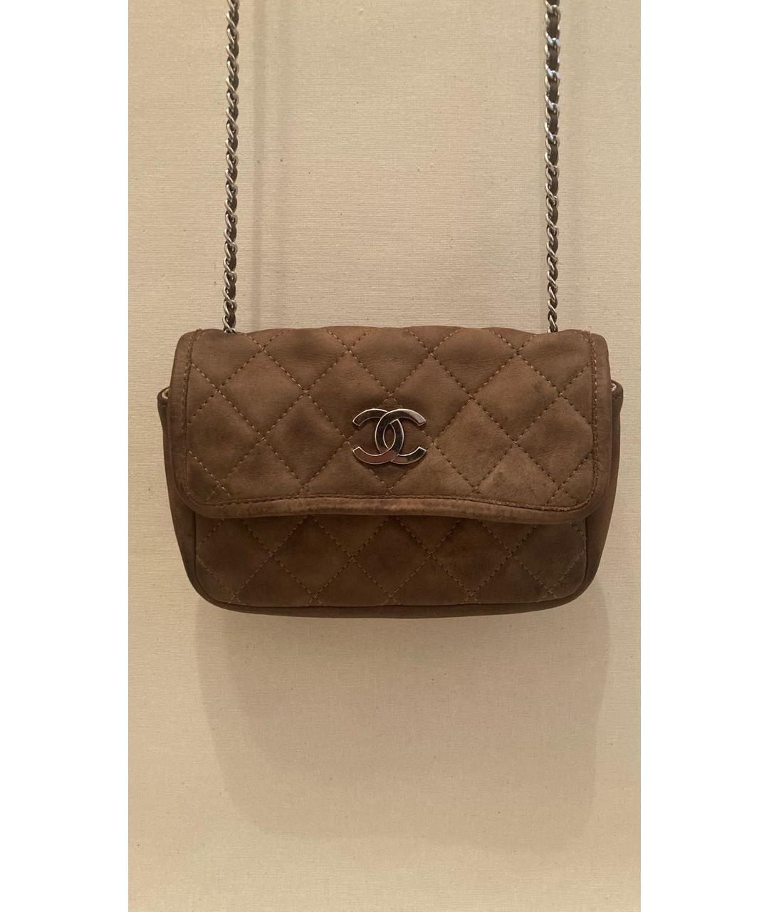CHANEL Коричневая замшевая сумка через плечо, фото 2