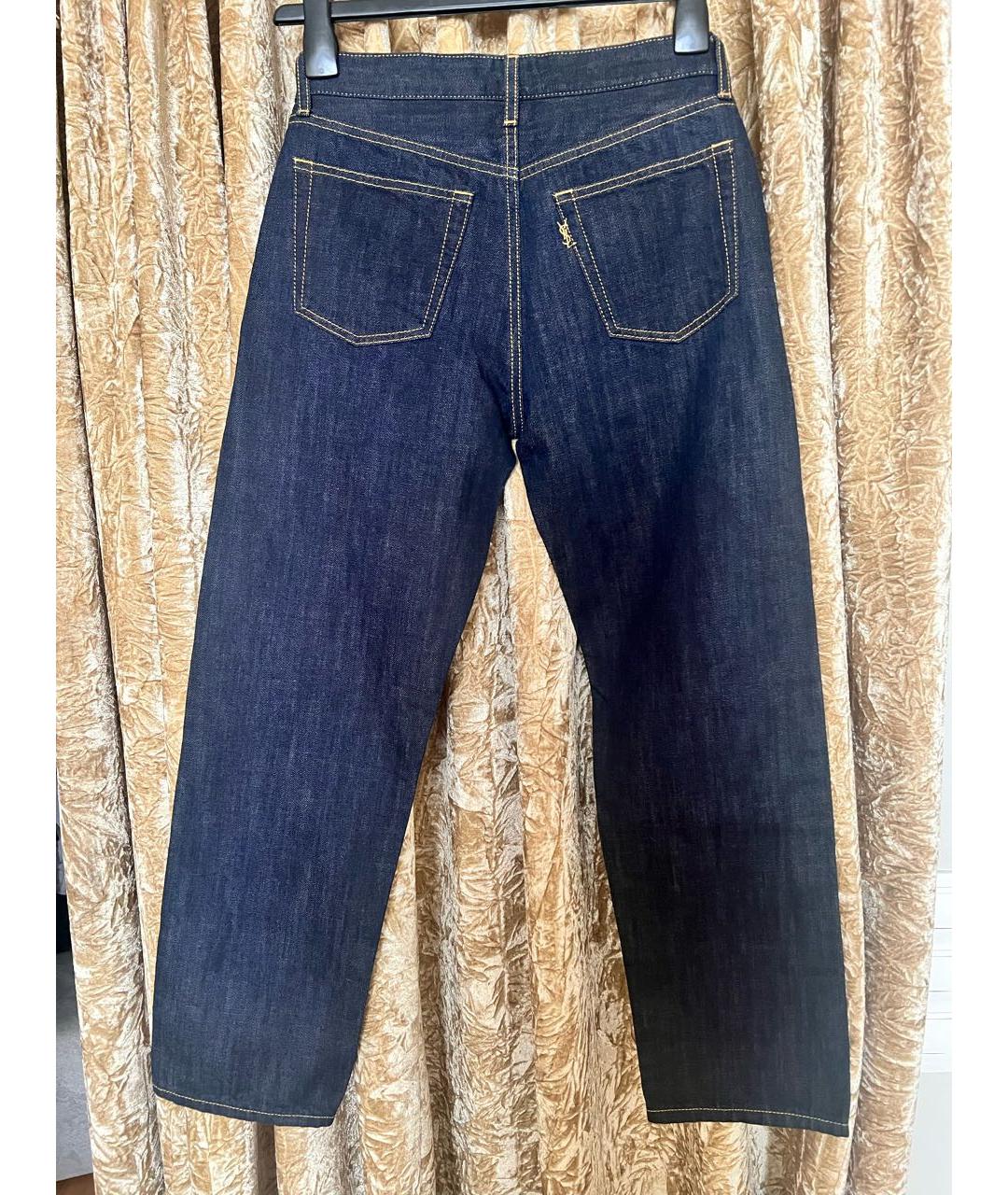 SAINT LAURENT Темно-синие хлопковые прямые джинсы, фото 2