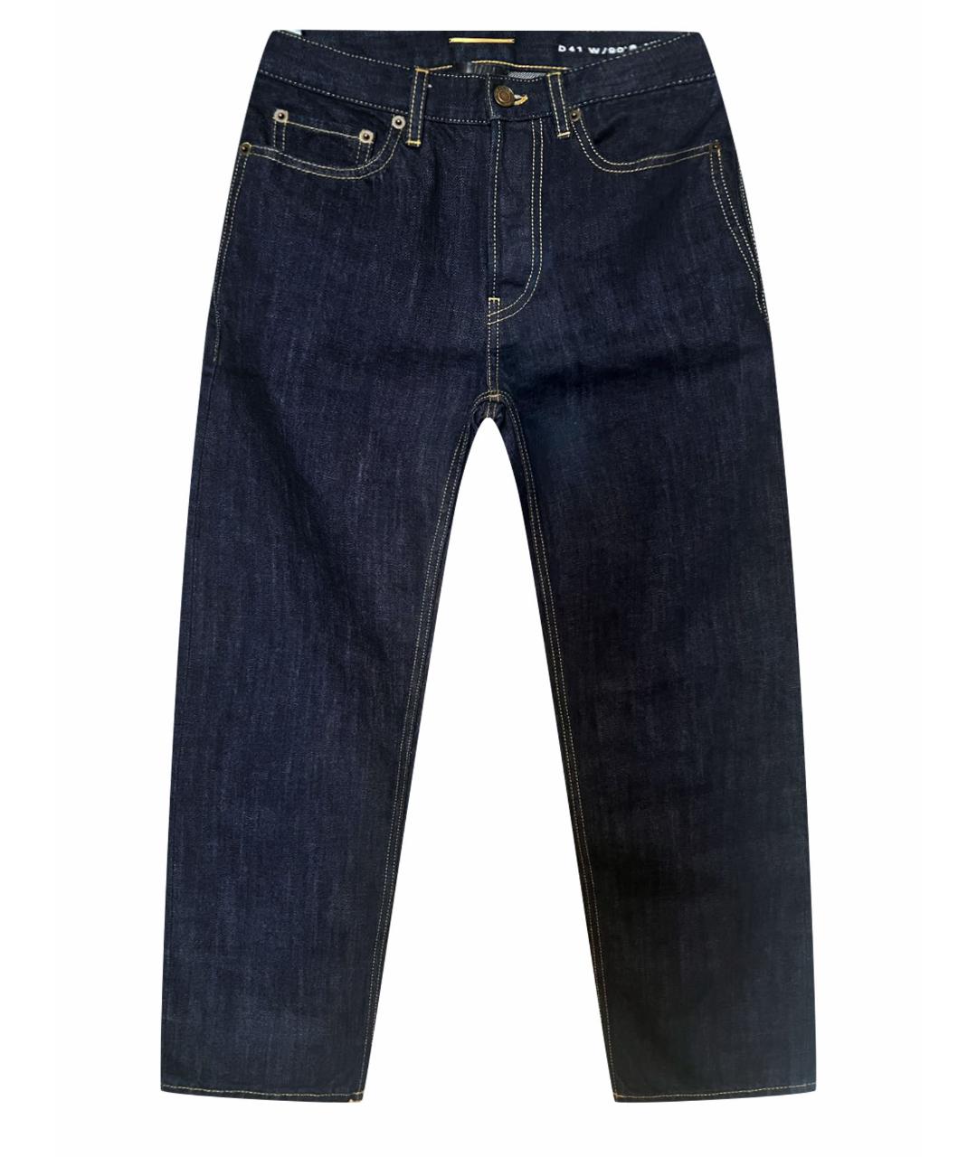 SAINT LAURENT Темно-синие хлопковые прямые джинсы, фото 1