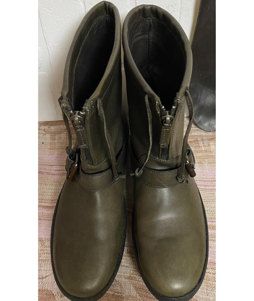 MONCLER Антрацитовые кожаные высокие ботинки, фото 4