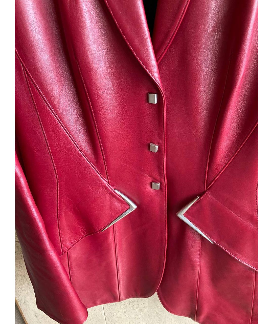 THIERRY MUGLER VINTAGE Бордовый кожаный жакет/пиджак, фото 6