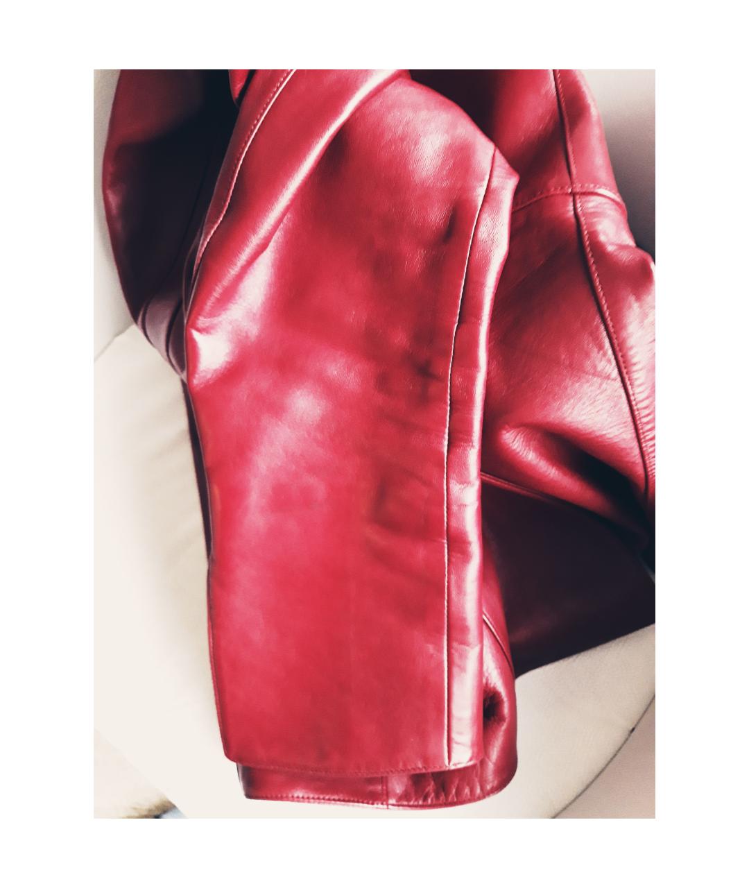 THIERRY MUGLER VINTAGE Бордовый кожаный жакет/пиджак, фото 8