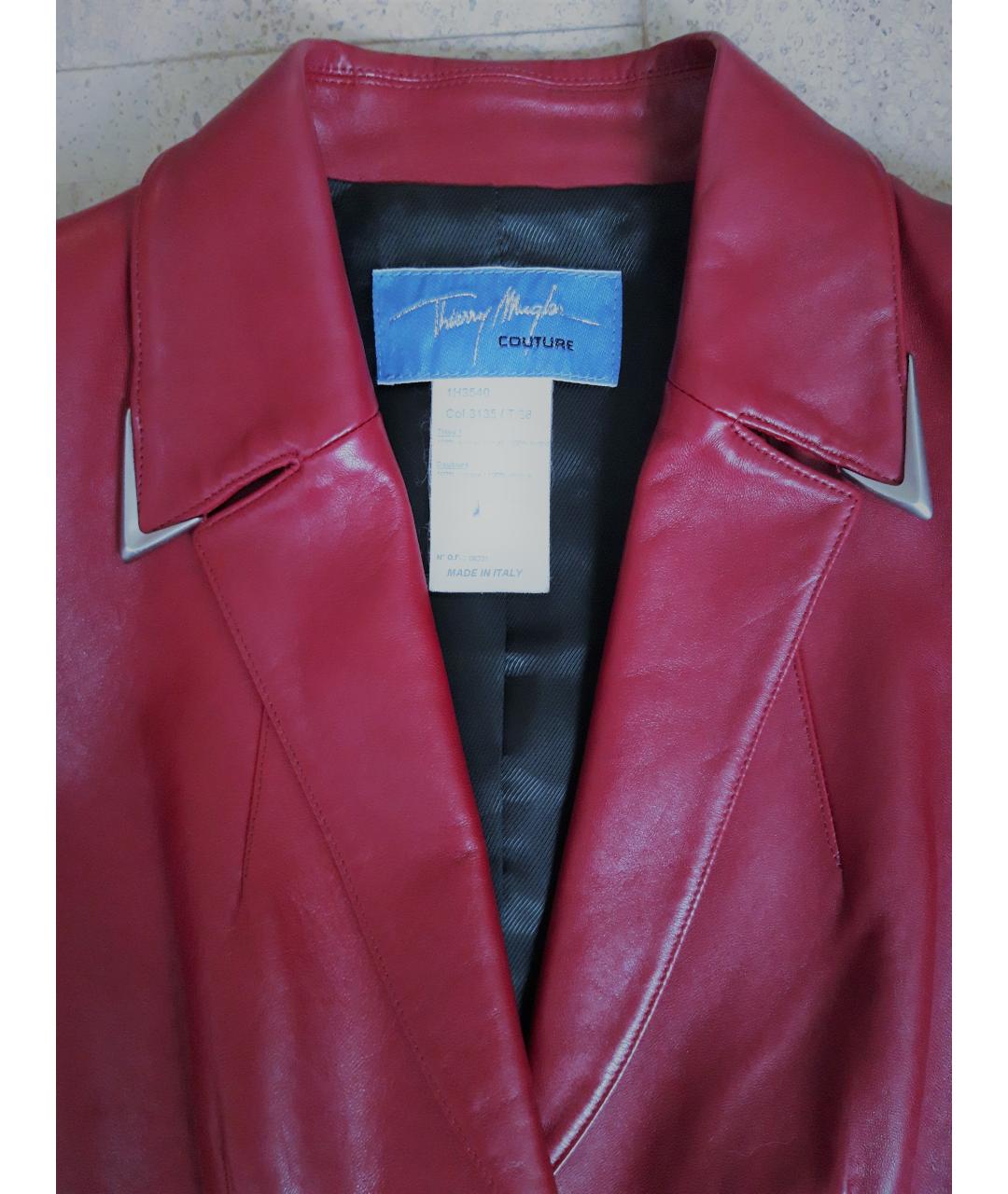 THIERRY MUGLER VINTAGE Бордовый кожаный жакет/пиджак, фото 3