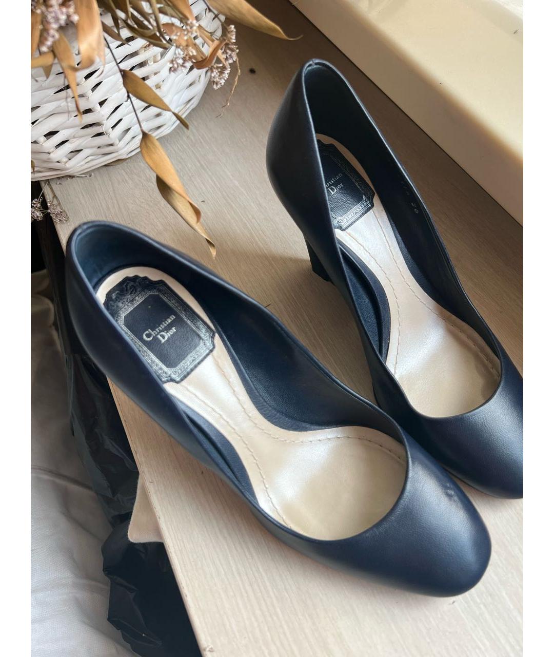 CHRISTIAN DIOR Темно-синие кожаные туфли, фото 5