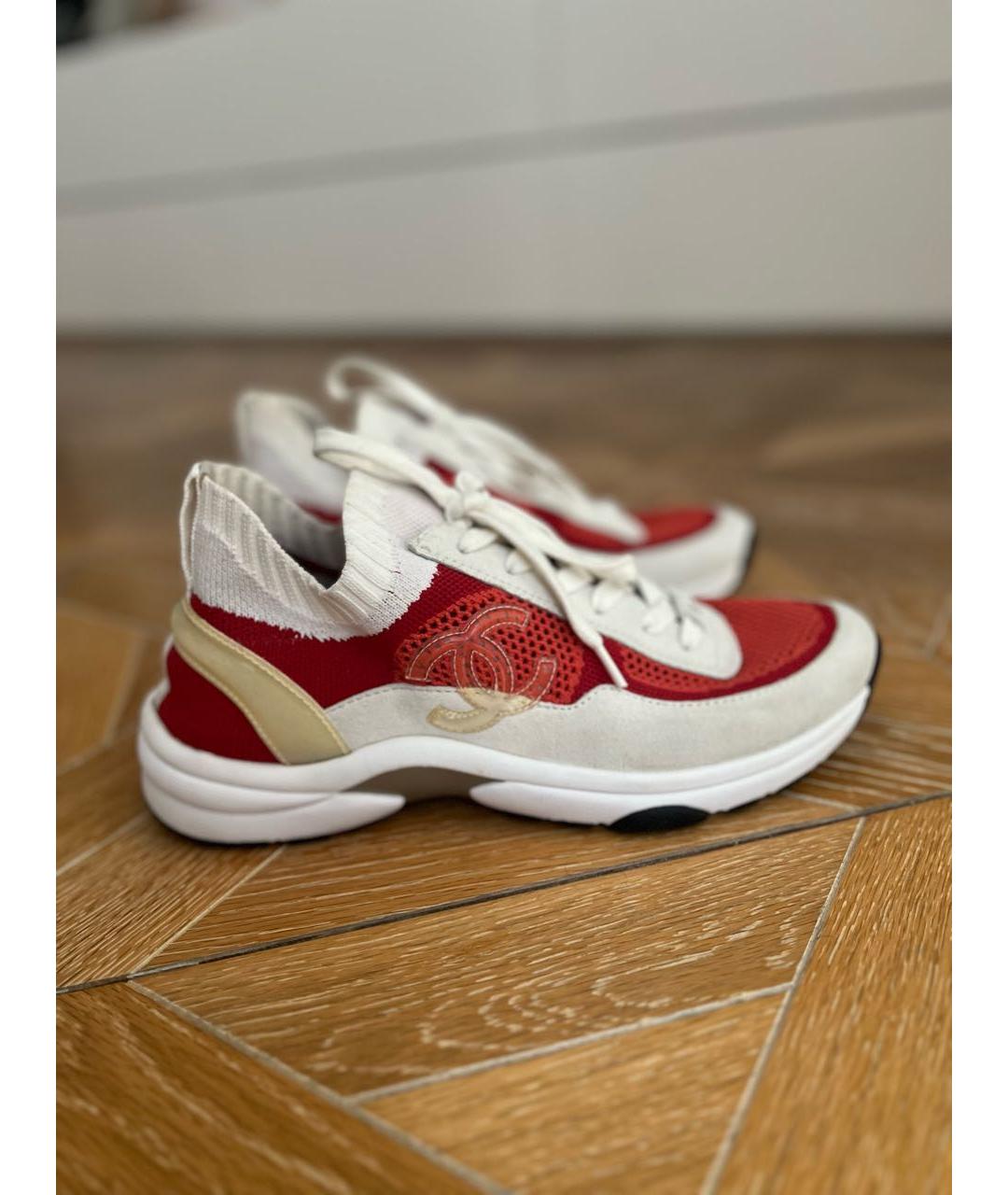 CHANEL PRE-OWNED Красные текстильные кроссовки, фото 7