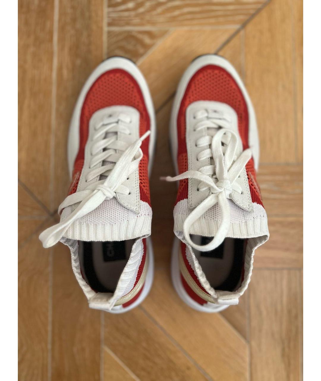 CHANEL PRE-OWNED Красные текстильные кроссовки, фото 3