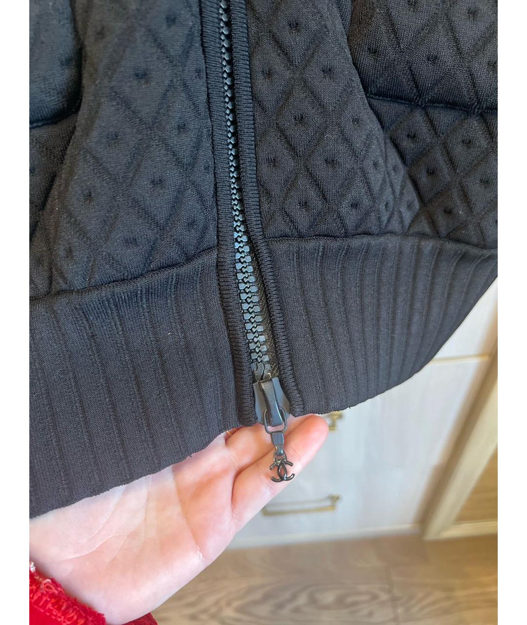 CHANEL PRE-OWNED Черная вискозная куртка, фото 5