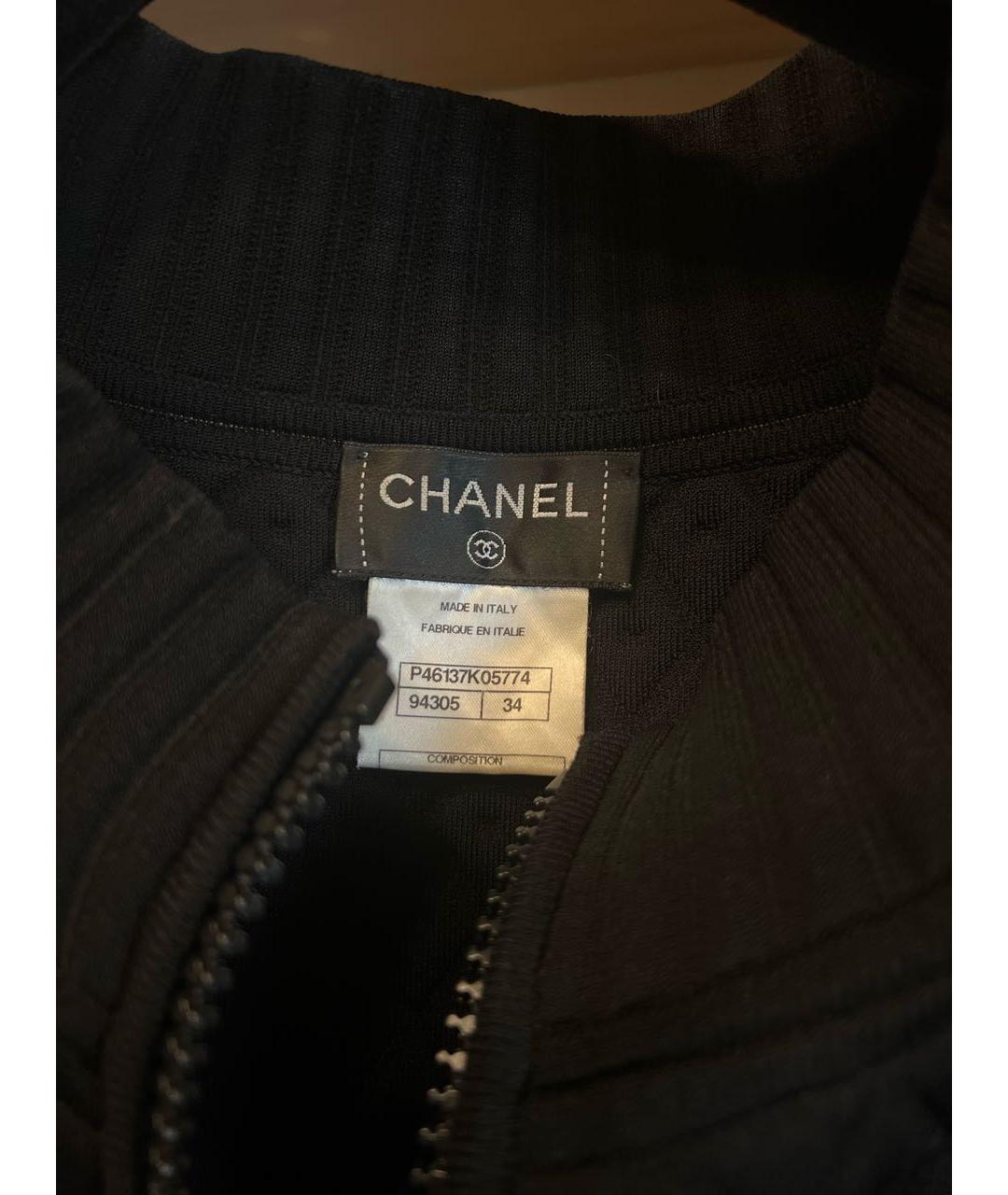 CHANEL PRE-OWNED Черная вискозная куртка, фото 3