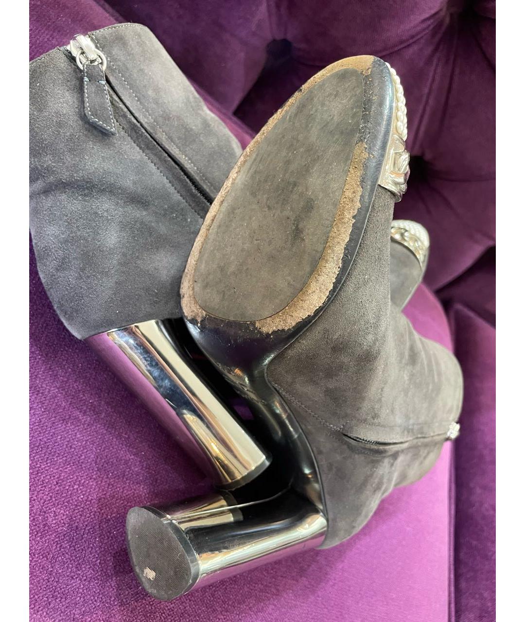 CASADEI Антрацитовые замшевые ботильоны, фото 5