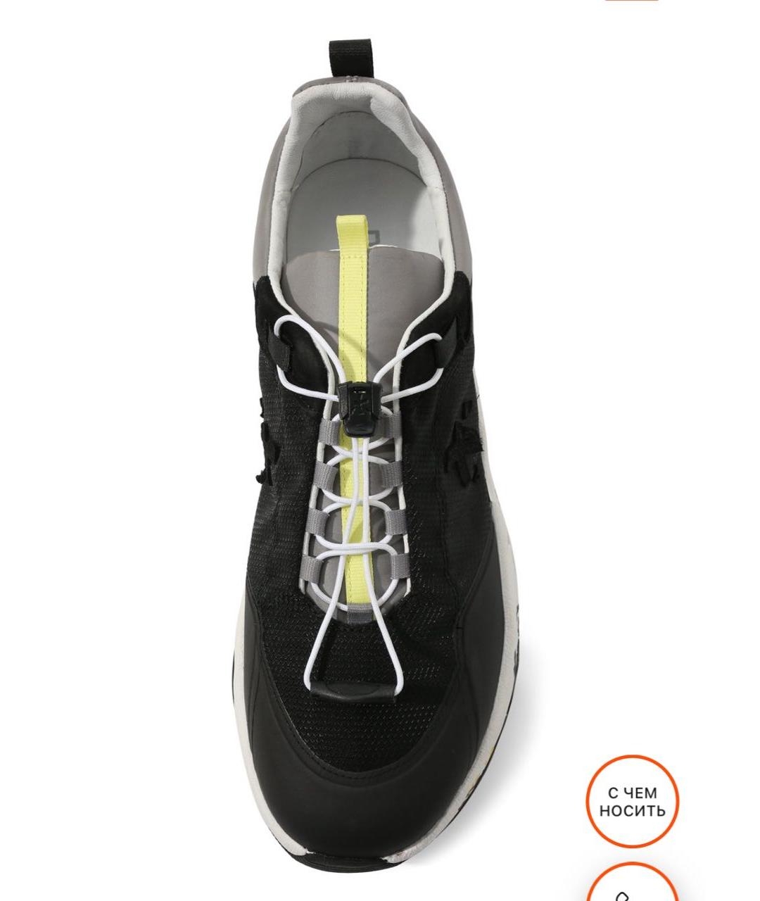 PREMIATA Черные текстильные низкие кроссовки / кеды, фото 3