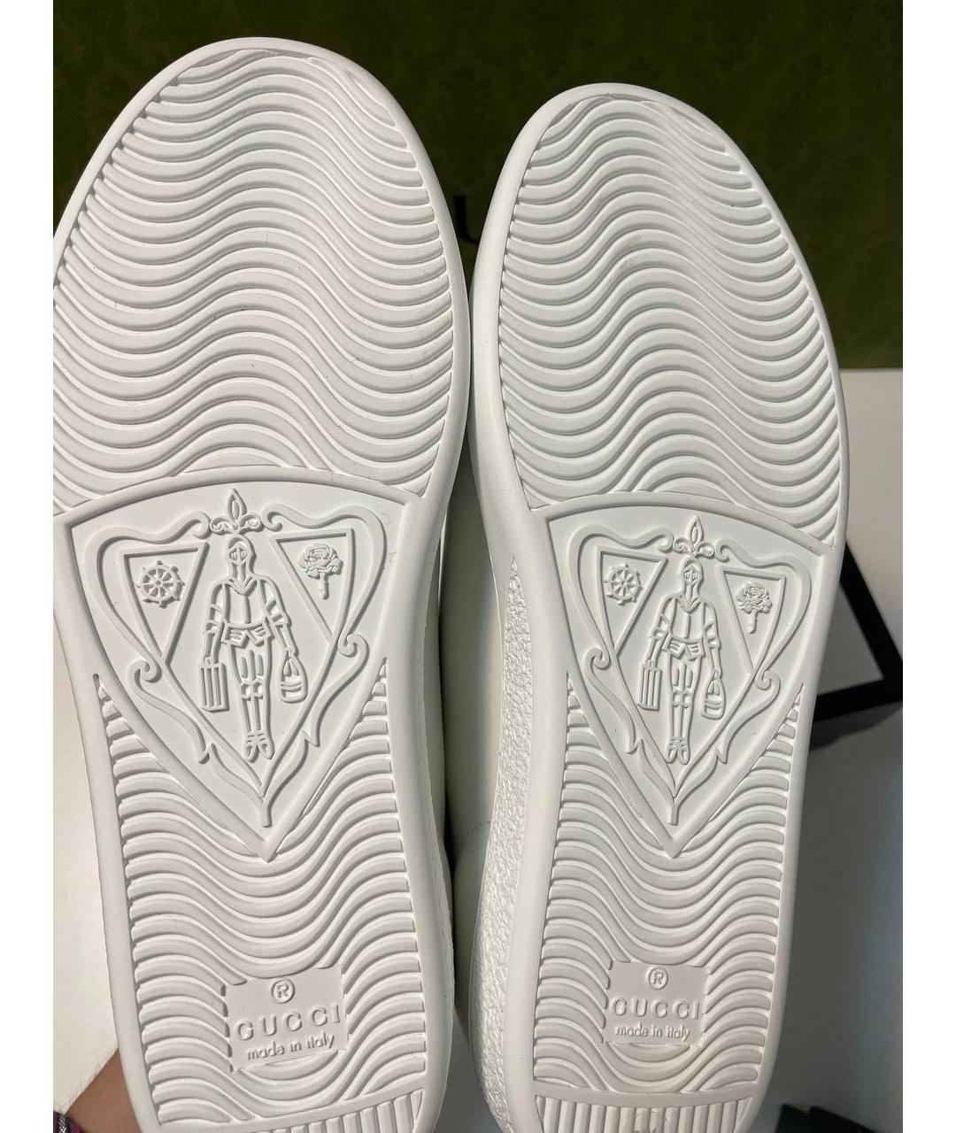 GUCCI Белые кожаные низкие кроссовки / кеды, фото 5