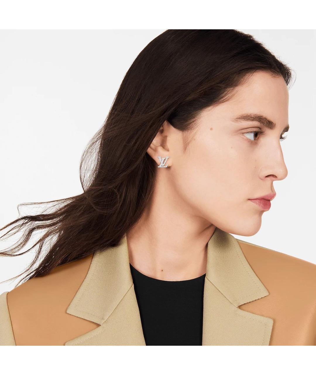 LOUIS VUITTON Белые латунные серьги, фото 2