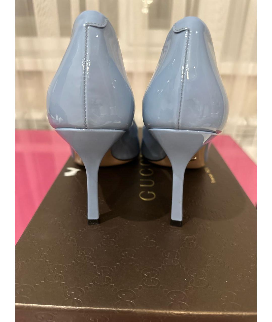 GUCCI Голубые туфли из лакированной кожи, фото 4