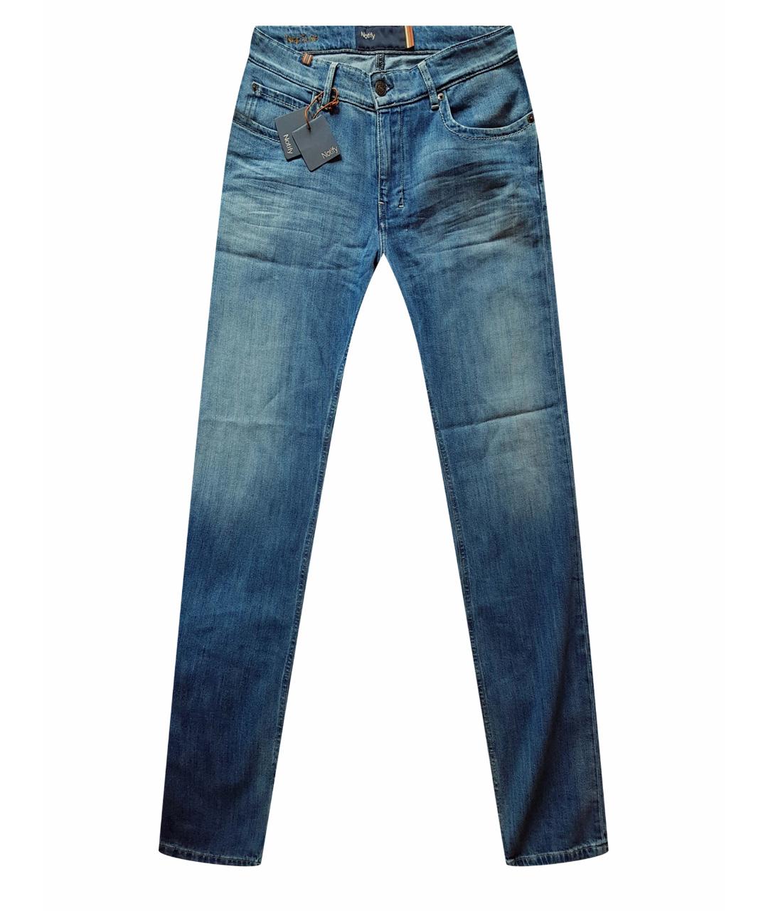 NOTIFY Синие хлопко-эластановые прямые джинсы, фото 1