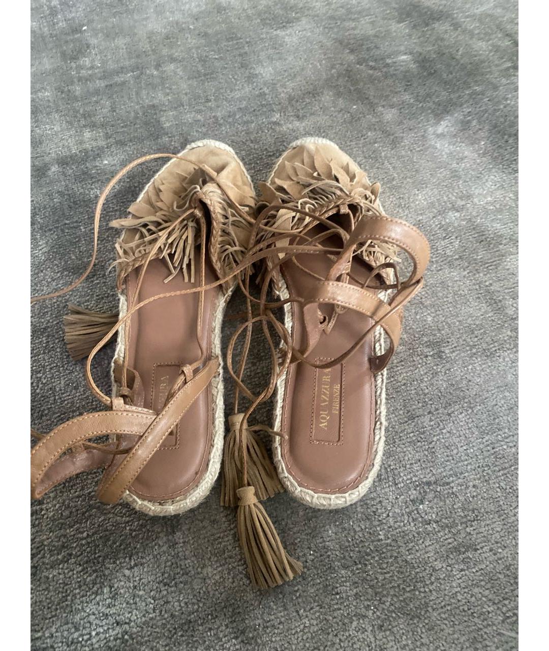 AQUAZZURA Хаки замшевые босоножки, фото 3